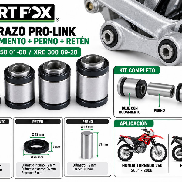 KIT RULEMAN LINK SUSPENCION TRASERO CRF230F HUNTER250 CON RETEN